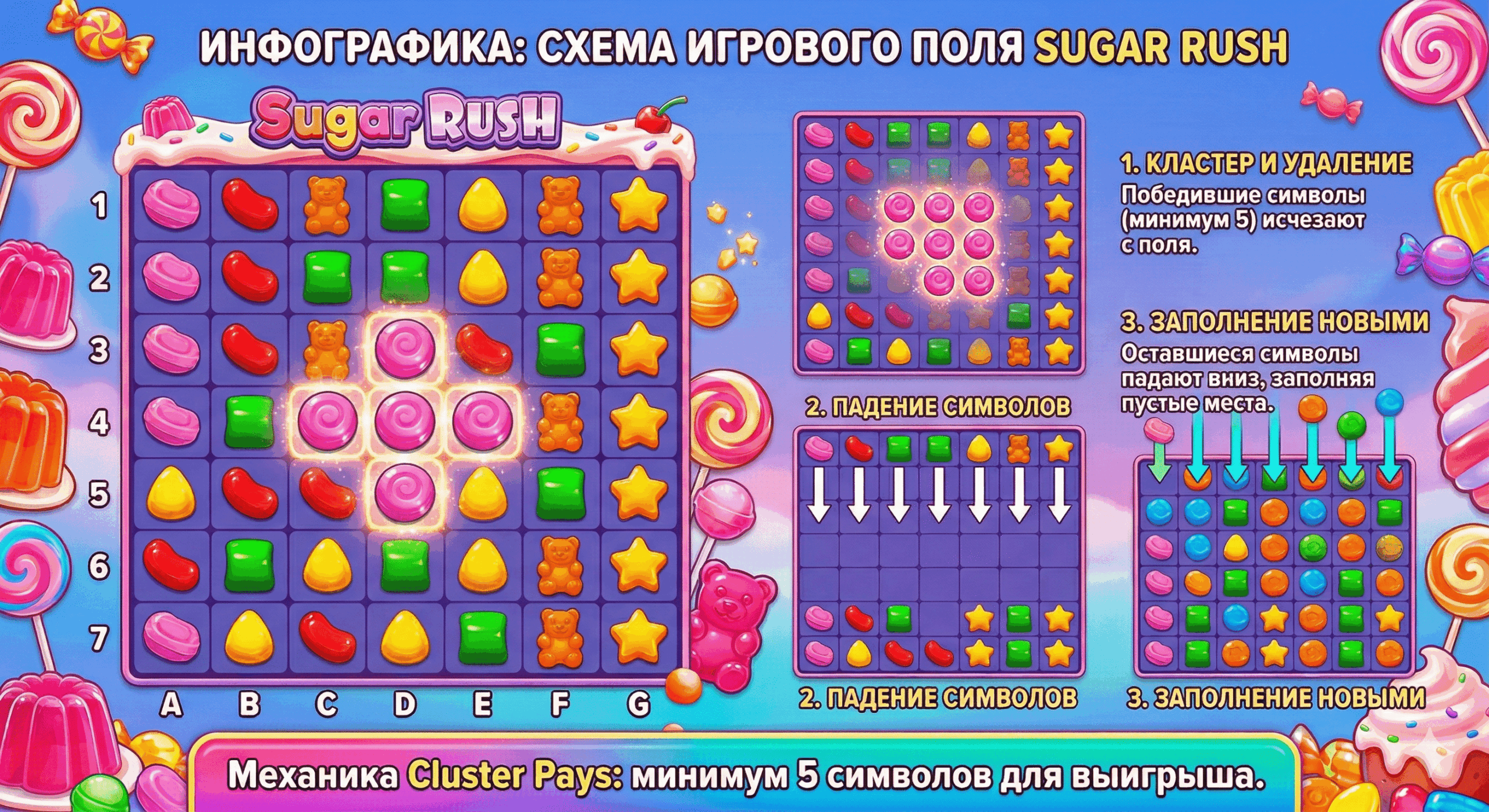 Схема игрового поля 7×7 с